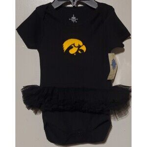 Black Iowa Hawkeyes Infant 6-9 Month Tutu Bodysuit One Piece Embroidered NWT